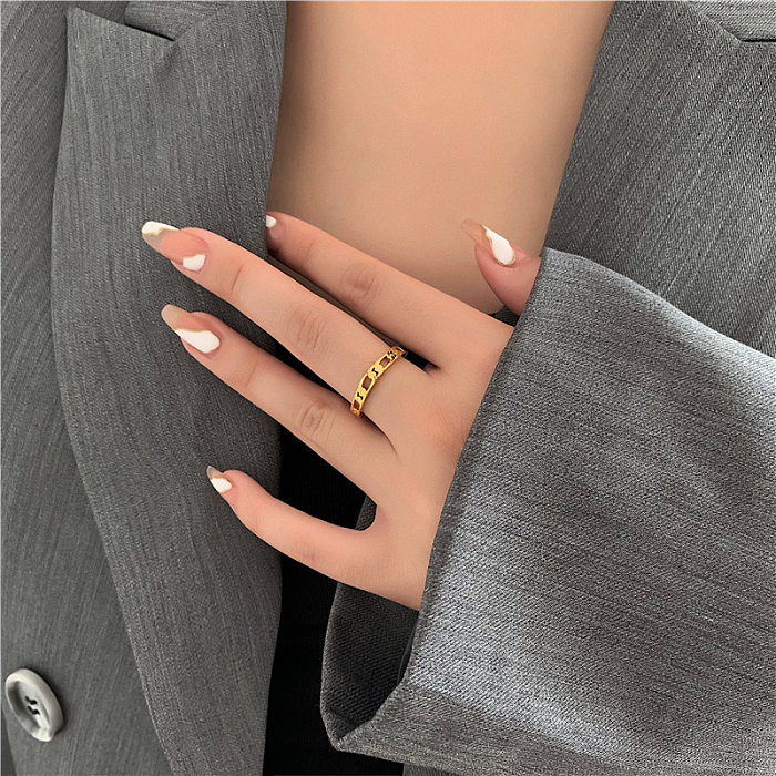 Basic Solid Color Titanium Steel Plating Gold Plated Rings