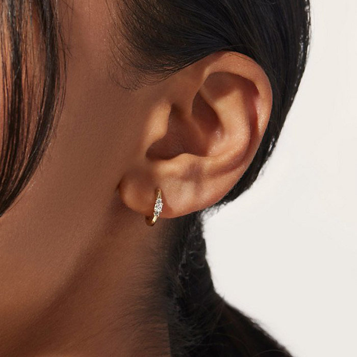 Personality Circle-shaped Ear Buckle Inlaid Zircon Ear Hoop Earrings