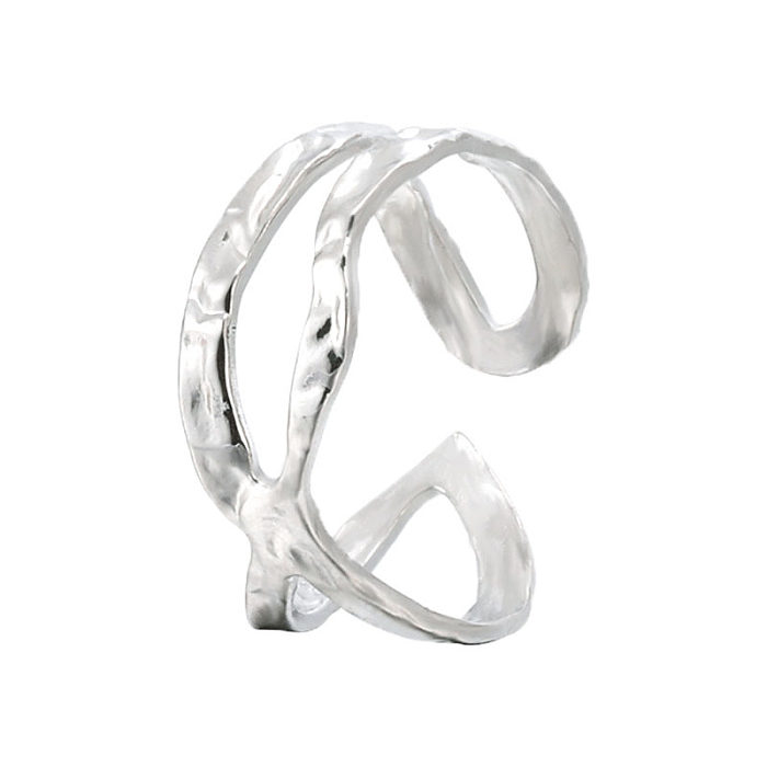 Fashion Irregular Stainless Steel Criss Cross Open Ring