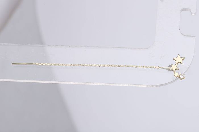 Línea de oreja elegante con revestimiento de cobre y circonita, 1 par