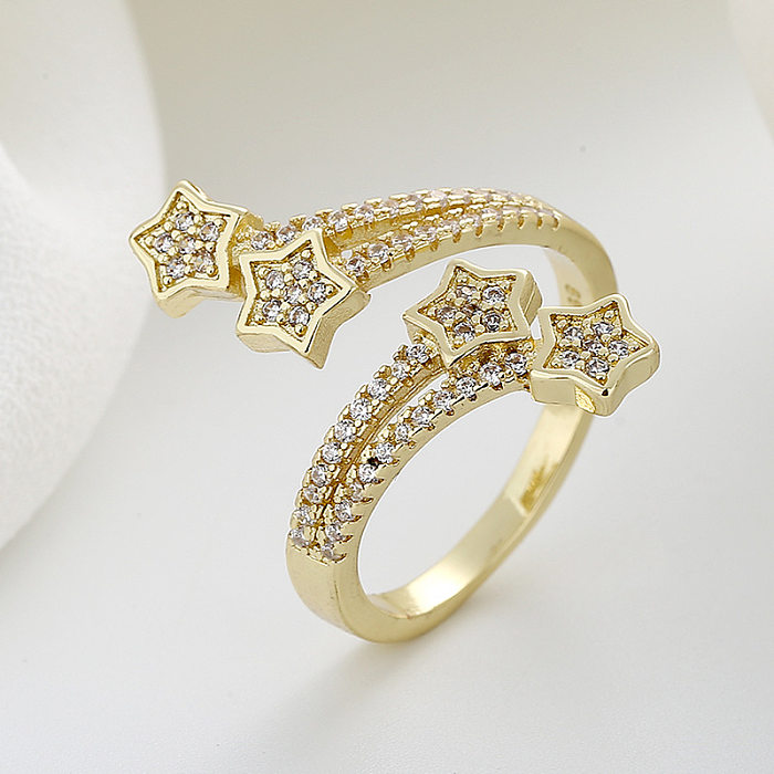 Anéis de zircão com incrustações de cobre estrela da moda
