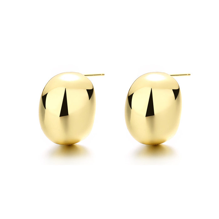1 paire de clous d'oreilles en cuivre plaqué or 18 carats, Style Simple, couleur unie