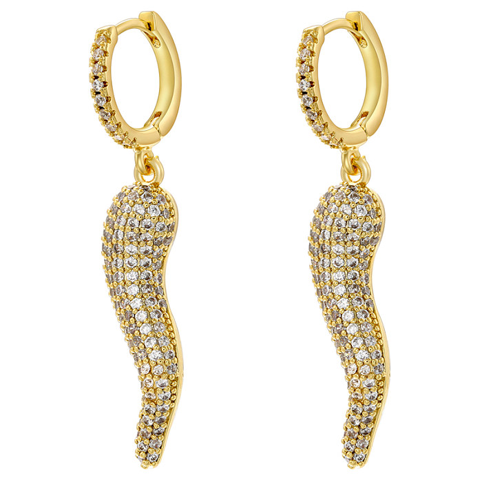 1 Pair Hip-Hop Exaggerated S Shape Plating Inlay Copper Zircon 18K Gold Plated Drop Earrings