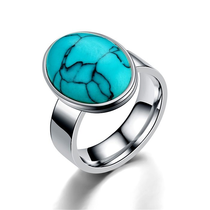 Wholesale Retro Turquoise Stainless Steel Couple Ring jewelry
