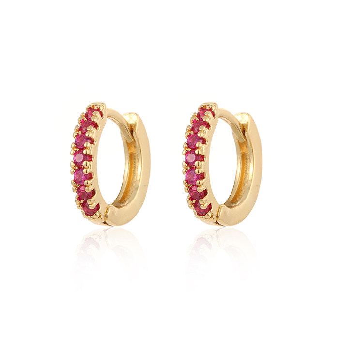 Women'S Simple Style Solid Color Copper Earrings Inlaid Zircon Zircon Copper Earrings