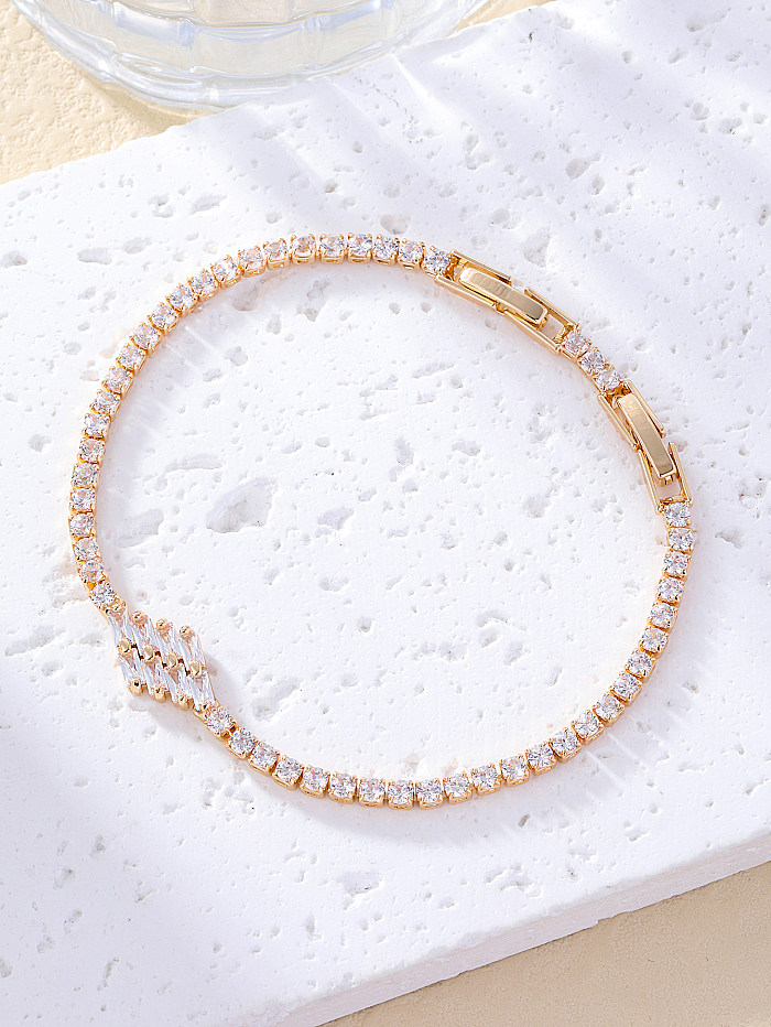 Elegant Flower Copper Plating Inlay Zircon White Gold Plated Gold Plated Bracelets