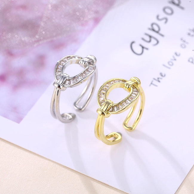 Simple Style Classic Style Butterfly Copper Plating Inlay Zircon White Gold Plated Gold Plated Open Ring