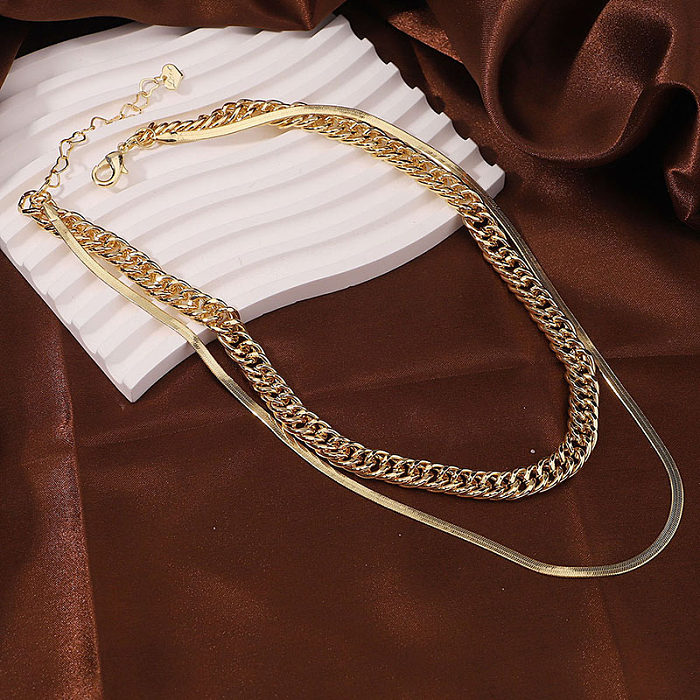British Style Solid Color Copper Plating 18K Gold Plated Necklace