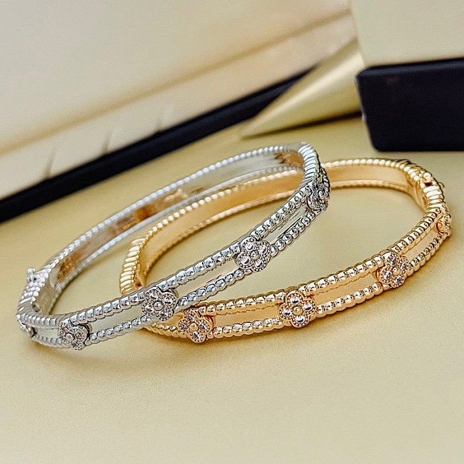 1 Piece Simple Style Flower Copper Plating Women'S Rings Bracelets