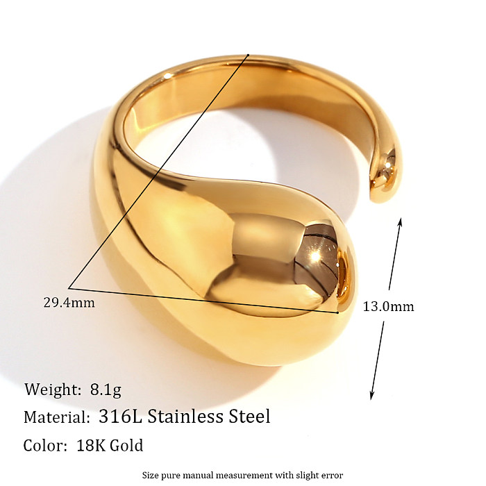 Gros style vintage style simple style classique géométrique en acier inoxydable plaqué or 18 carats anneaux ouverts