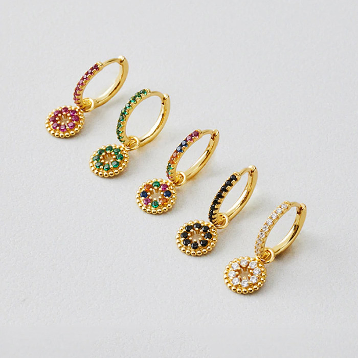 1 Pair IG Style Sweet Flower Plating Inlay Copper Zircon White Gold Plated Gold Plated Drop Earrings