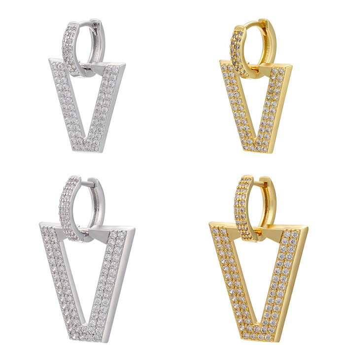 Boucles d'oreilles en Zircon micro-clouté, Triangle inversé, bijoux, vente en gros