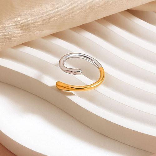 Anéis abertos banhados a ouro 18K de aço inoxidável do círculo simples do estilo