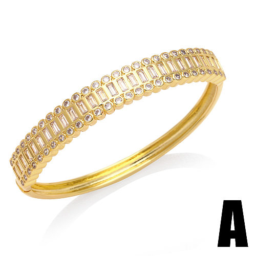 Fashion Geometric Leopard Head Copper Inlay Zircon Bangle