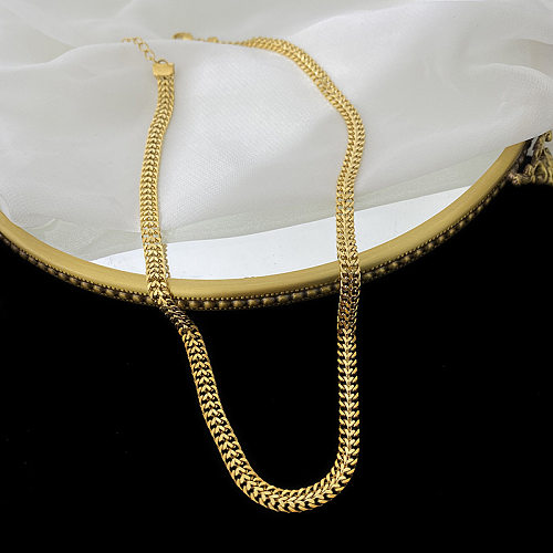 Hip-hop estilo simples cor sólida titânio aço banhado a ouro 18K pulseiras colar