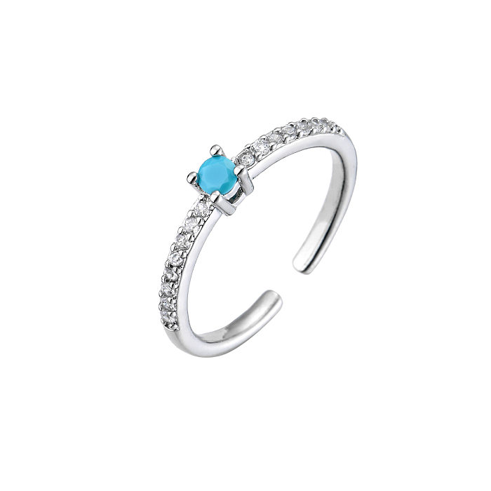 Fashion Copper Micro-encrusted Zircon Colored Row Diamond Thin Ring