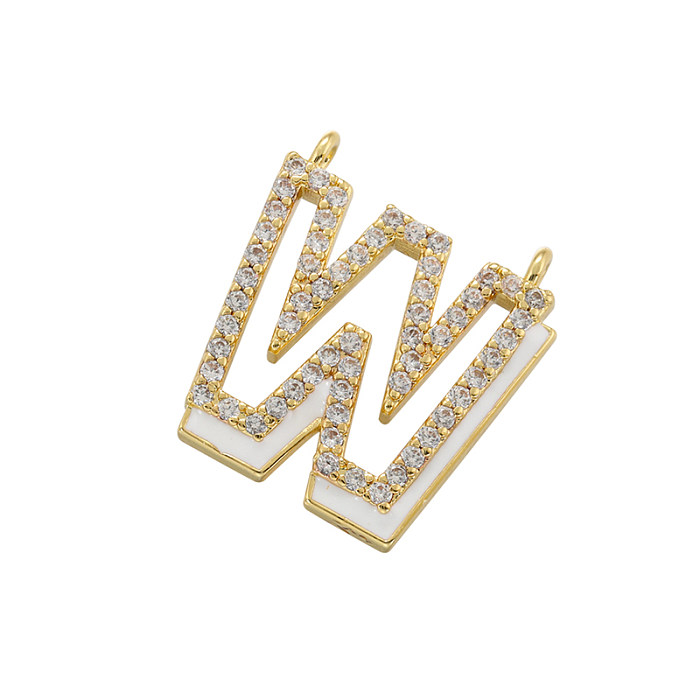 Casual elegante estilo simples carta carta cobre esmalte chapeamento inlay zircon 18k banhado a ouro pingente colar