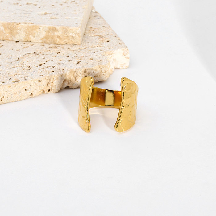 Retro Simple Style Streetwear Irregular Stainless Steel Plating 18K Gold Plated Open Rings
