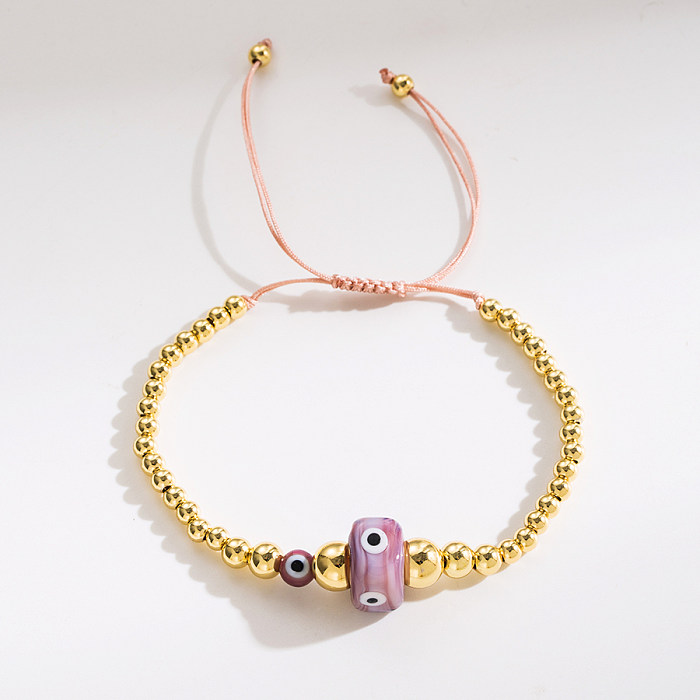 Fashion Devil'S Eye Rope Copper Beaded Enamel Bracelets 1 Piece