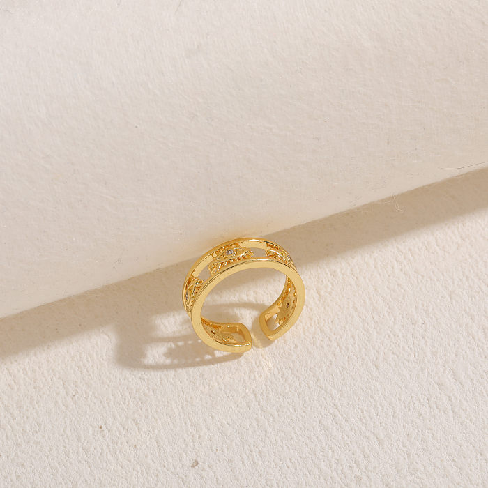 O ouro geométrico básico elegante do zircão 14K do embutimento do chapeamento de cobre chapeou anéis abertos
