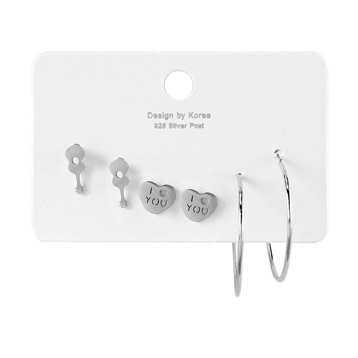 Retro Geometric Heart Cross Hollow Stainless Steel Earrings Set Wholesale jewelry