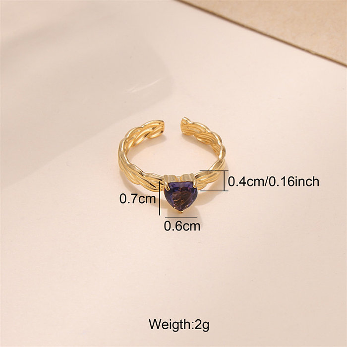 Glam Luxurious Stainless Steel Plating Inlay Zircon 18K Gold Plated Open Rings