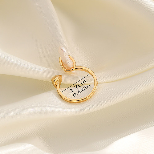 Simple Style Solid Color Copper Plating 18K Gold Plated Open Rings
