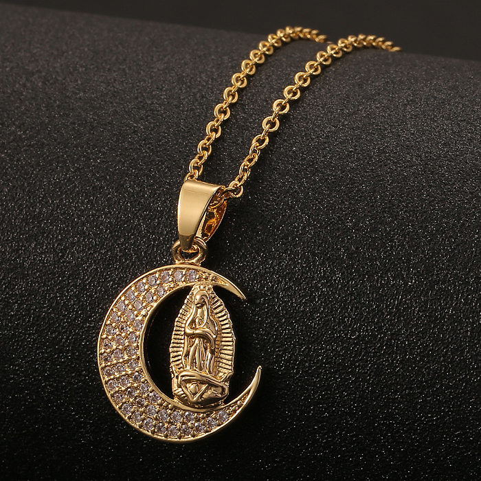 New 18K Gold Virgin Mary Pendant Copper Necklace Wholesale jewelry
