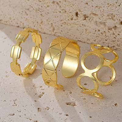 Simple Style Geometric Heart Shape Copper Plating Open Rings