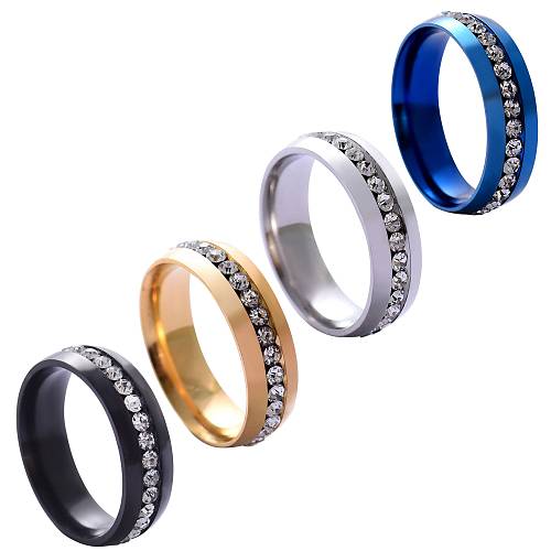 Wholesale Simple Style Round Stainless Steel Artificial Gemstones Rings