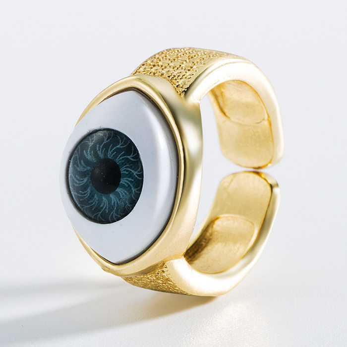 Fashion 18K Copper Oil Dripping Geometric Eye Ring Wholesale jewelry