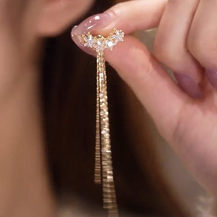 1 Pair Sweet Star Plating Inlay Copper Artificial Gemstones Earrings