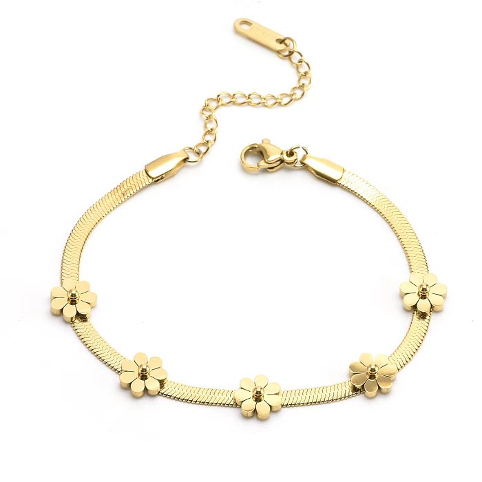 Cute Daisy Titanium Steel Plating 18K Gold Plated Bracelets Necklace