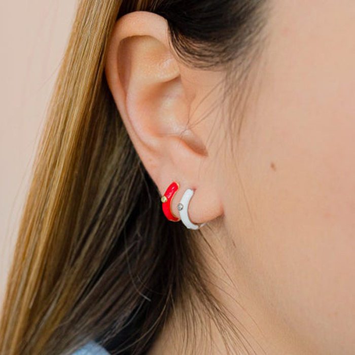 Fashion Star Heart Oil Dripping Ear Buckle Copper Earrings