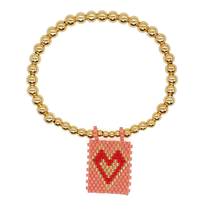 Bracelets de perles irrégulières en cuivre, perles de rocaille en forme de cœur de Style ethnique
