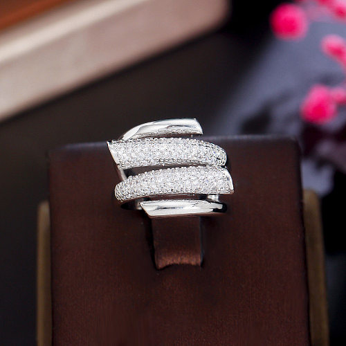 IG Style Lady Geometric Copper Plating Inlay Artificial Gemstones 14K Gold Plated White Gold Plated Rhodium Plated Rings