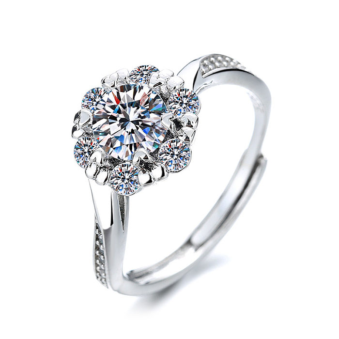 Luxuriöser offener Ring mit geometrischen Kupferbeschichtungen und künstlichen Strasssteinen