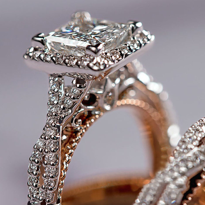Simple Style Square Copper Inlay Zircon Rings