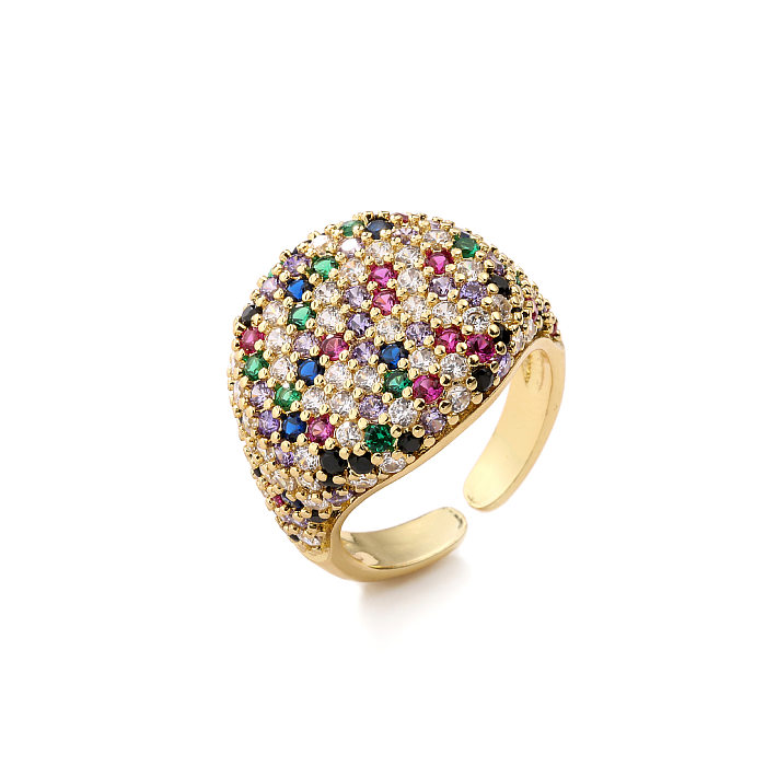 Anel redondo de diamante completo de joias anel de zircão geométrico aberto
