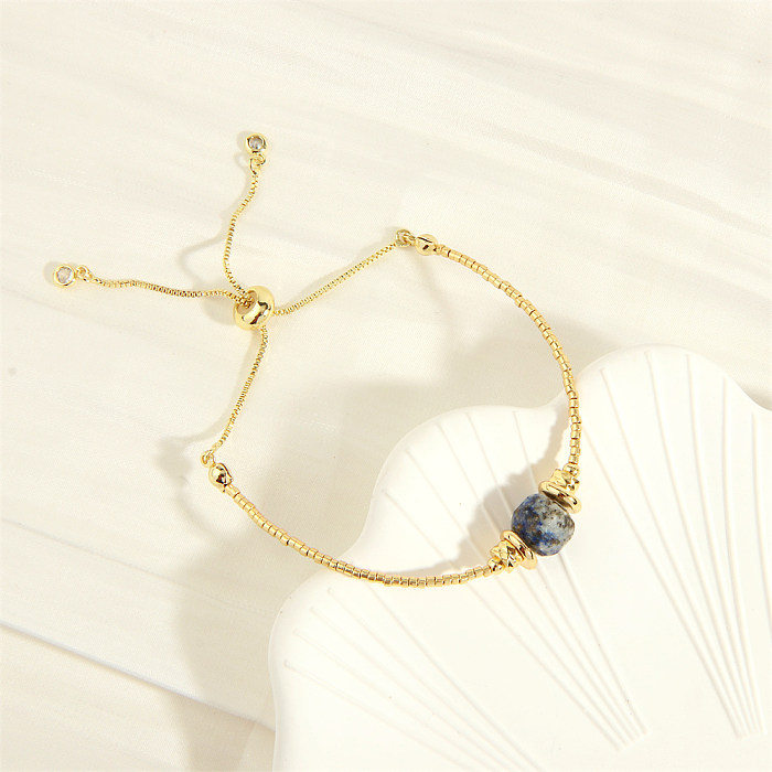 Basic Simple Style Irregular Copper Lapis Lazuli Plating 18K Gold Plated Bracelets