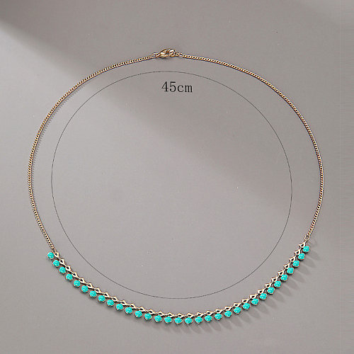 Simple Style Geometric Copper Necklace Enamel Gold Plated Copper Necklaces 1 Piece
