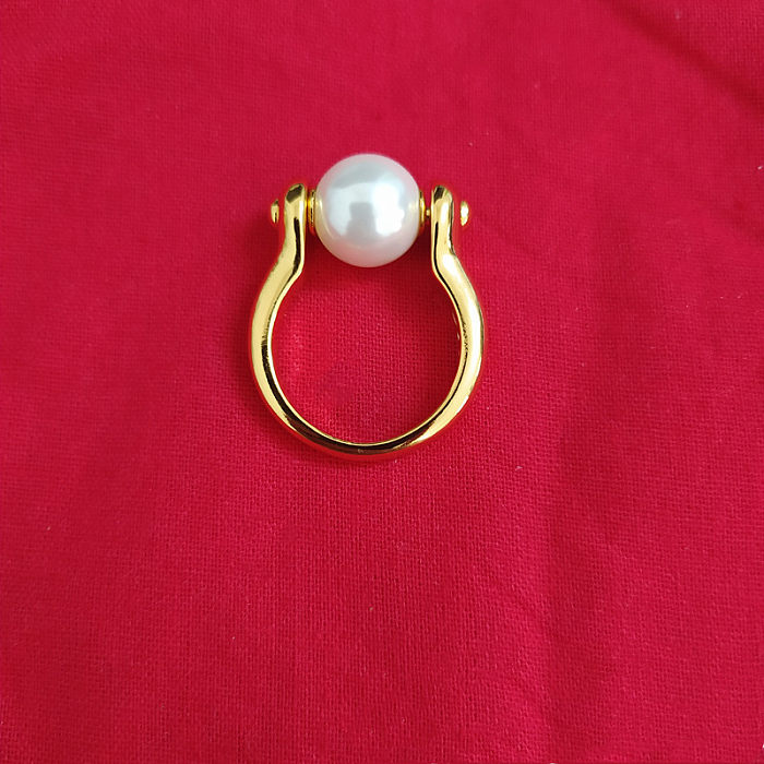 Pendientes de pulseras con anillos chapados en plata con perlas de imitación de letras geométricas Retro