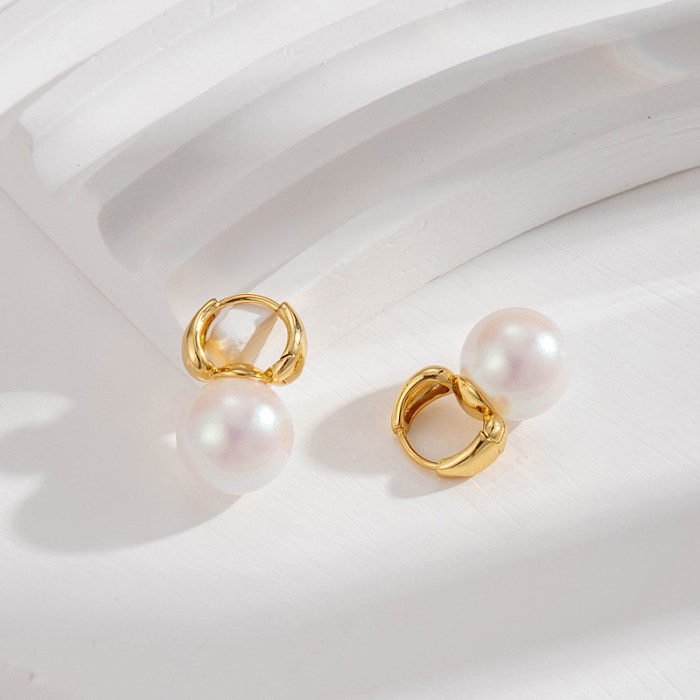 1 Paar japanischer Stil, französischer Stil, einfacher Stil, Twist-Inlay, Kupfer, künstliche Perlen, Tropfenohrringe