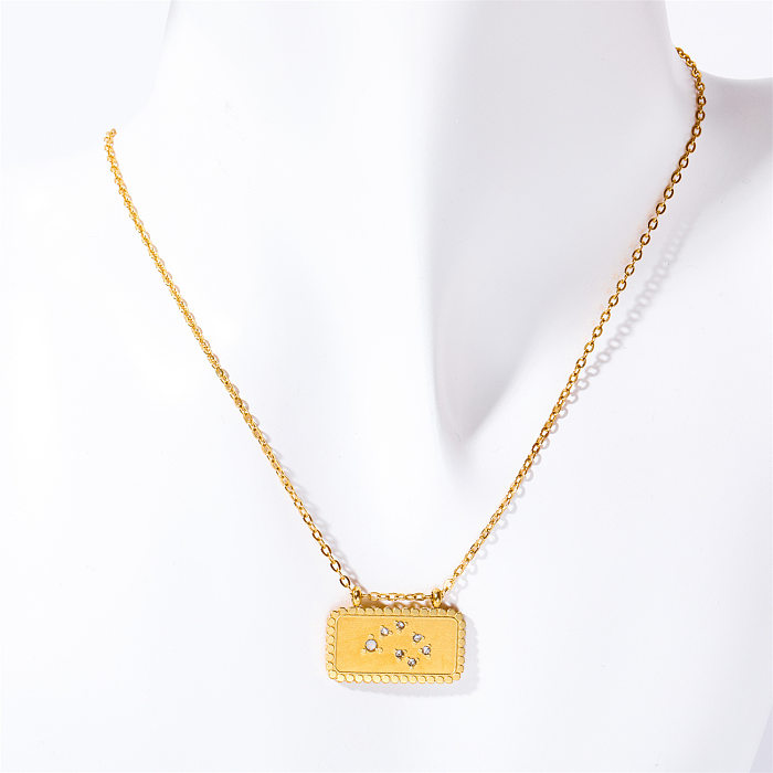 Casual Basic Commute Constellation Copper 18K Gold Plated Zircon Pendant Necklace In Bulk
