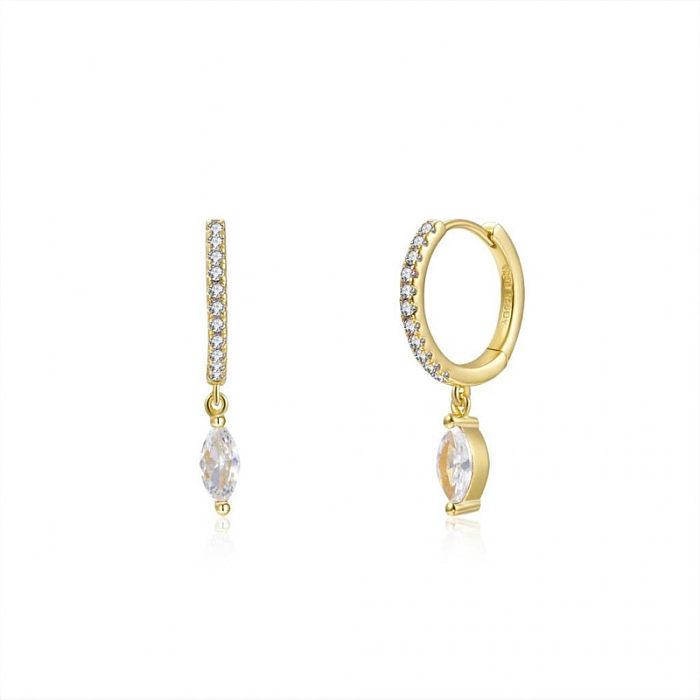 1 Pair IG Style Water Droplets Plating Inlay Copper Zircon White Gold Plated Gold Plated Earrings