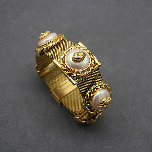 Bracelet plaqué cuivre géométrique de style romain rétro