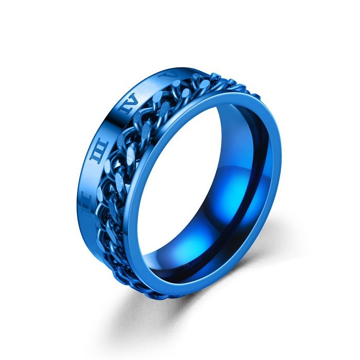 New Simple Titanium Steel Rotatable Roman Chain Ring Wholesale jewelry