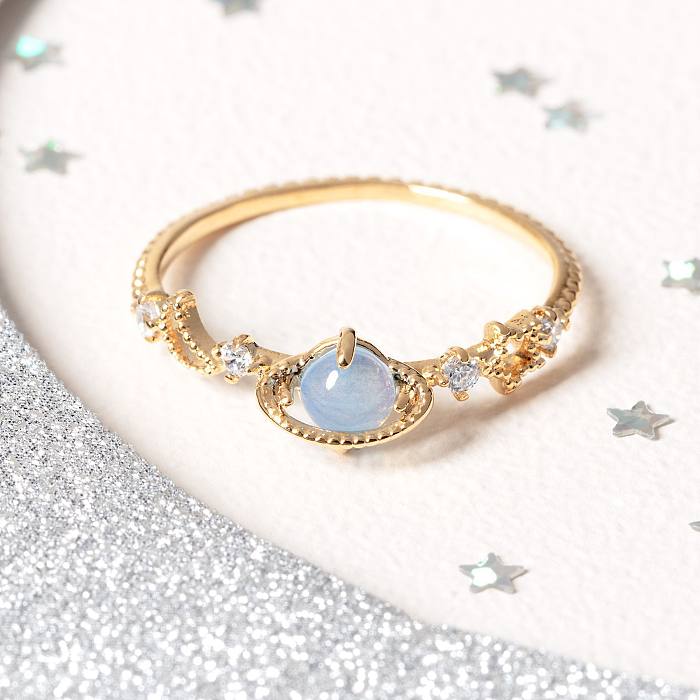 Anéis de latão Lady Star Anéis de cobre com gema estrela