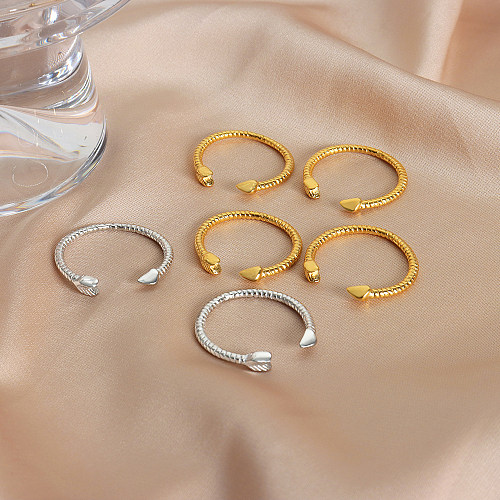 Acier titanique de couleur solide de style simple plaquant les anneaux ouverts plaqués par or 18K