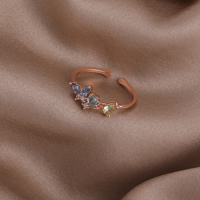 Sweet Geometric Copper Flowers Open Ring 1 Piece